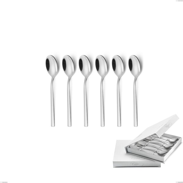 Confezione a libro 6 pezzi cucchiaini caff� fashion, acciaio 18/10 aisi 304 inox lucido, spessore 3 mm mm