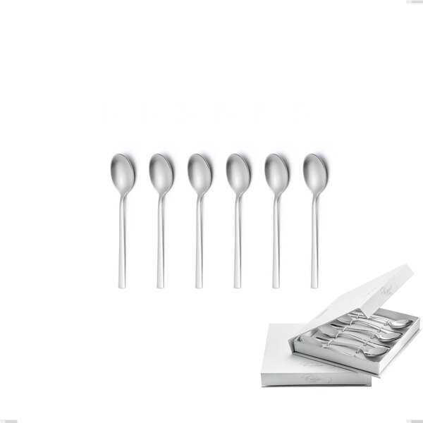 Confezione a libro 6 pezzi cucchiaini caff� Fashion sabbiato , 18/10 (AISI304) , spessore 3 mm