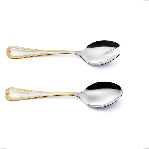 Coppia insalata Firenze oro, acciaio 18-10, oro 24 carati , spessore 2.5 mm, lunghezza 233 mm
