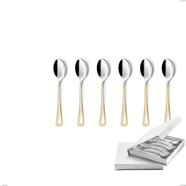 Confezione a libro 6 pezzi cucchiaini caff� Firenze oro, acciaio 18-10, oro 24 carati , spessore 2.5 mm