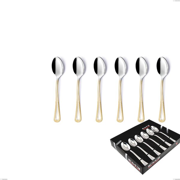 Confezione vetrina 6 pezzi caff� Firenze oro, acciaio 18-10, oro 24 carati , spessore 2.5 mm