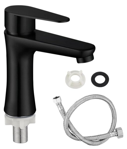 Miscelatore monocomando in acciaio inossidabile per lavabo, solo acqua fredda, con tubo da 80 cm