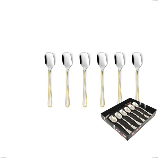 Confezione vetrina 6 pezzi gelato Galles oro, acciaio 18-10, oro 24 carati lucido, spessore 2 mm