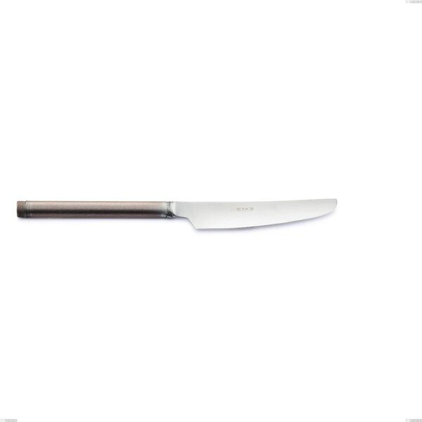 Coltello tavola Fuoco, Acciaio inox 18.10 (AISI304),lunghezza 232 mm, manico in tubolare d'acciaio sabbiato e brunito