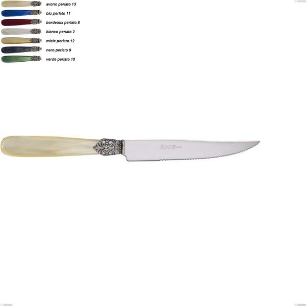 Coltello bistecca georgian, Acciaio 18/10 AISI 304 Lucido manicatura acrilico perlato, lunghezza 223 mm
