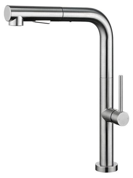 Rubinetto da cucina estraibile, alta pressione, finitura spazzolata, girevole a 360°