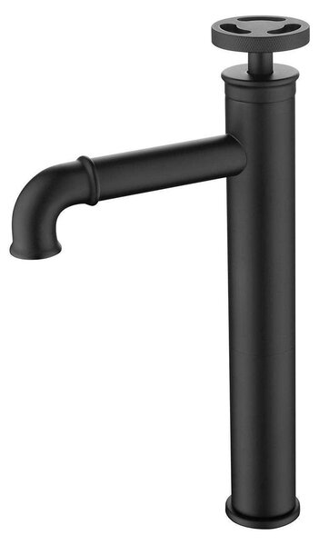Miscelatore monocomando per lavabo, solo acqua fredda, stile industriale, colore nero