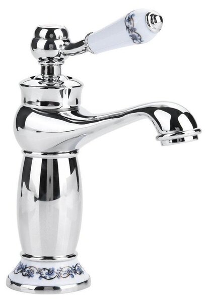 Miscelatore monocomando per lavabo, in ottone, stile vintage, finitura cromata