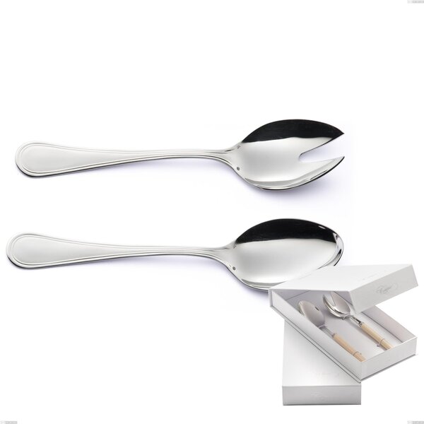 Confezione a libro 2 pezzi insalata Impero Argento 8 micron, Acciaio inox Aisi 304 Finitura Argentata, spessore argento 8 micron, spessore posata 3 mm