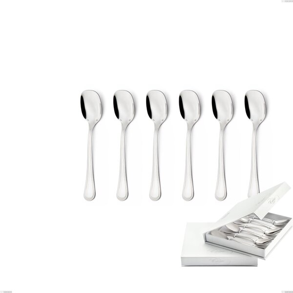 Confezione a libro 6 pezzi cucchiaini gelato Impero Argento 8 micron, Acciaio inox Aisi 304 Finitura Argentata, spessore argento 8 micron, spessore posata 3 mm