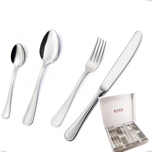 Cofanetto 24 pezzi Impero Argento 8 micron, Acciaio inox Aisi 304 Finitura Argentata, spessore argento 8 micron, spessore posata 3 mm