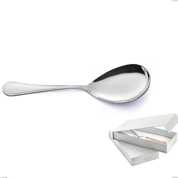 Confezione a libro 1 pezzo pala riso Impero Argento 8 micron, Acciaio inox Aisi 304 Finitura Argentata, spessore argento 8 micron, spessore posata 3 mm