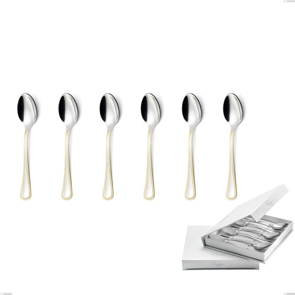 Confezione a libro 6 pezzi cucchiaini caff� Impero oro, acciaio 18-10, oro 24 carati lucido, spessore 2.5 mm