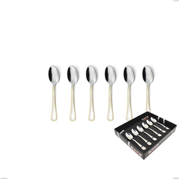 Confezione vetrina 6 pezzi moka Impero oro, acciaio 18-10, oro 24 carati lucido, spessore 2.5 mm