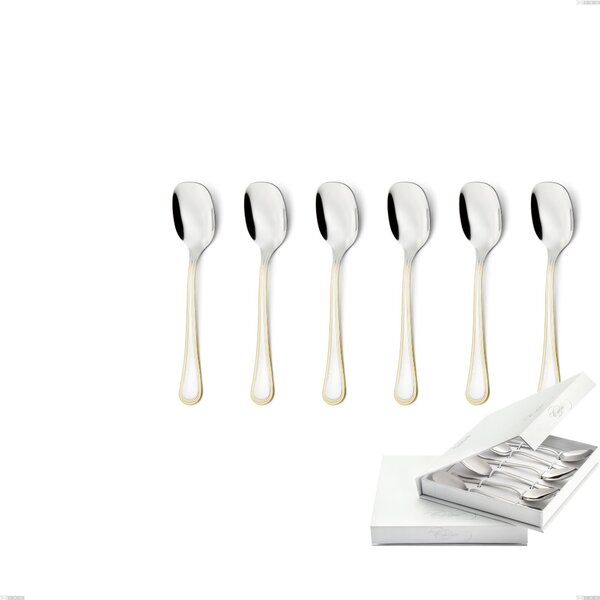 Confezione a libro 6 pezzi cucchiaini gelato Impero oro, acciaio 18-10, oro 24 carati lucido, spessore 2.5 mm