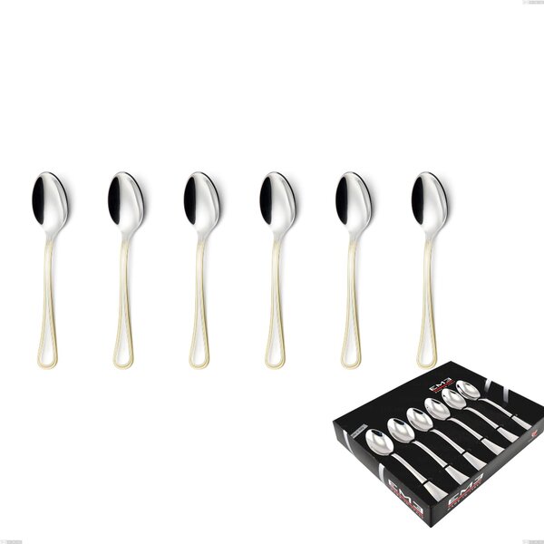 Confezione vetrina 6 pezzi caff� Impero oro, acciaio 18-10, oro 24 carati lucido, spessore 2.5 mm