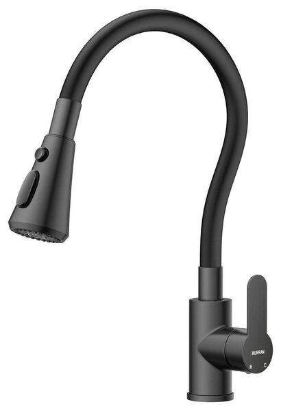 Rubinetto da cucina flessibile, girevole a 360°, finitura nera opaca
