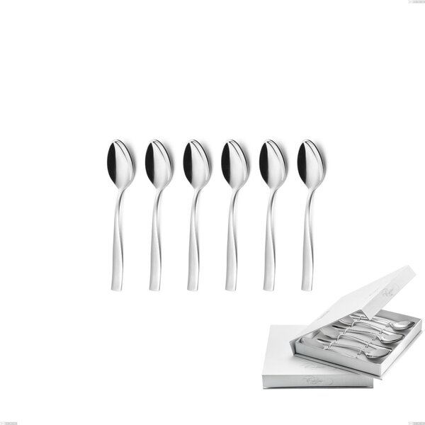 Confezione a libro 6 pezzi cucchiaini caff� Infinity acciaio lucido 2,5 mm, 18/10 (AISI304) , spessore 2,5 mm