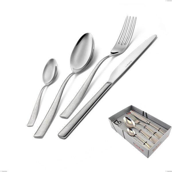 Confezione vetrina 16 pezzi Infinity la Divina, Acciaio 18/10 Inox Lucido con incisione al laser, spessore 2,5 mm mm