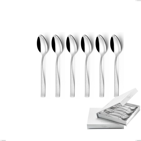 Confezione a libro 6 pezzi cucchiaini caff� Infinity la Divina, Acciaio 18/10 Inox Lucido con incisione al laser, spessore 2,5 mm mm
