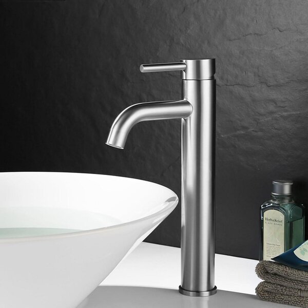 Miscelatore per lavabo in acciaio inossidabile, con bocchetta alta da 165 mm, finitura argento