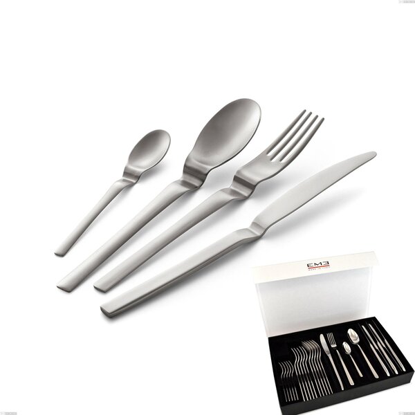 Set di posate 24 pezzi Joy Up 2.00 mm acciaio 18/10 Sabbiato in confezione panoramica a libro coltello economico, Acciaio 18/10 (AISI 304), spessore 2,00 mm