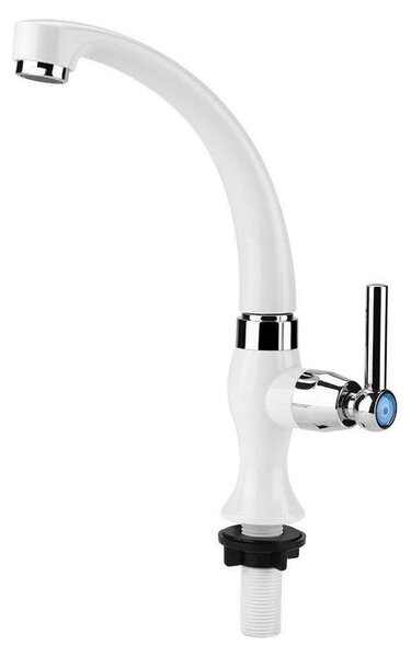 Rubinetto monocomando per acqua fredda, da utilizzare su lavelli da cucina, attacco G1/2, colore bianco, verniciato