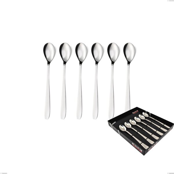 Confezione vetrina 6 pezzi cucchiaini bibita katya, Acciaio inox Aisi 304 Posate Lucide, spessore 2 mm