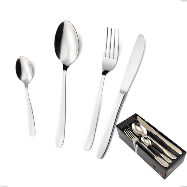 Confezione salvaspazio 24 pezzi coltello economico katya, Acciaio inox Aisi 304 Posate Lucide, spessore 2 mm
