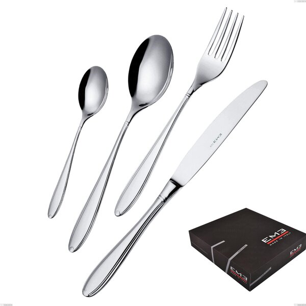 Set di posate 75 pezzi Kappa in confezione regalo, Acciaio inox 18.10 (AISI304), spessore 2.5 mm, finitura inox Lucido