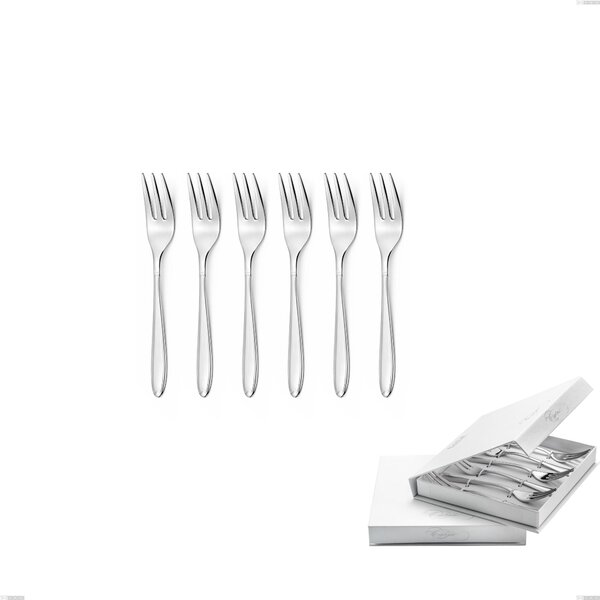 Confezione a libro 6 pezzi forchette dolce Kappa, Acciaio inox 18.10 (AISI304), spessore 2.5 mm finitura inox Lucido
