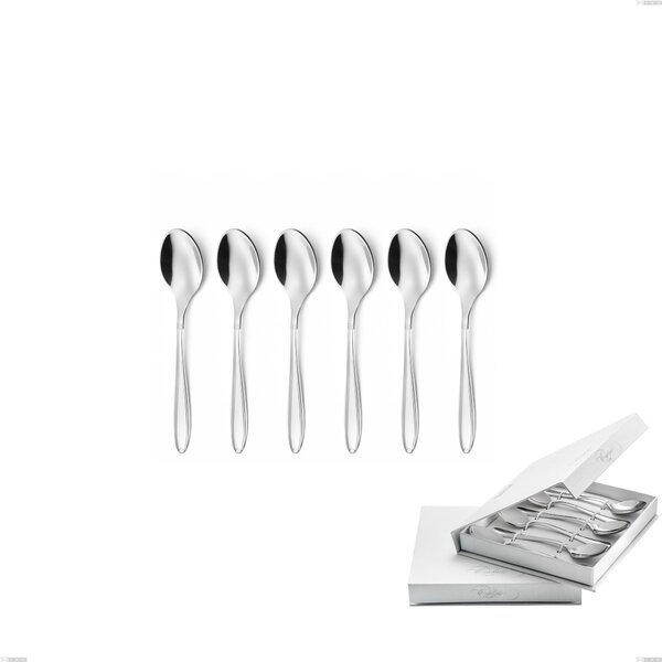 Confezione a libro 6 pezzi cucchiaini caff� Kappa, Acciaio inox 18.10 (AISI304), spessore 2.5 mm finitura inox Lucido