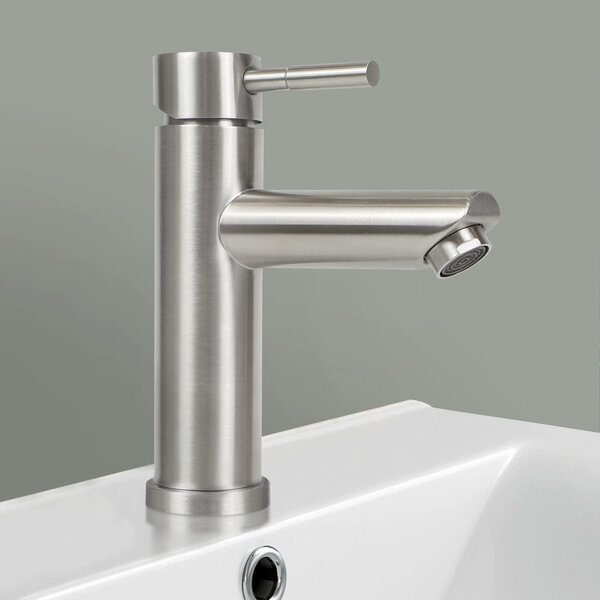 Miscelatore monocomando in acciaio inossidabile spazzolato per lavabo, con controllo dell'acqua calda e fredda