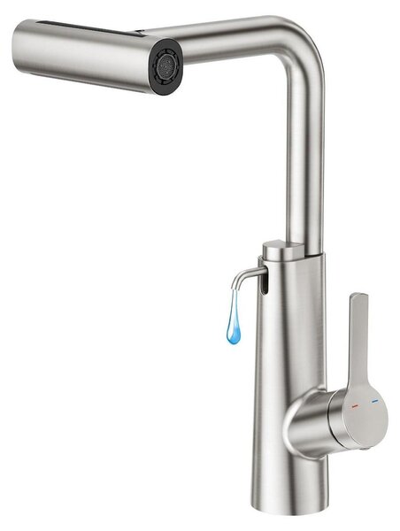Miscelatore da cucina estraibile a cascata, in acciaio inossidabile, con dispenser di sapone, 4 modalità