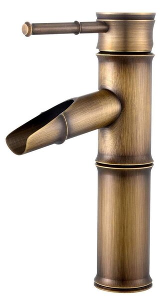 Rubinetto a cascata, stile vintage, miscelatore monocomando, ottone spazzolato