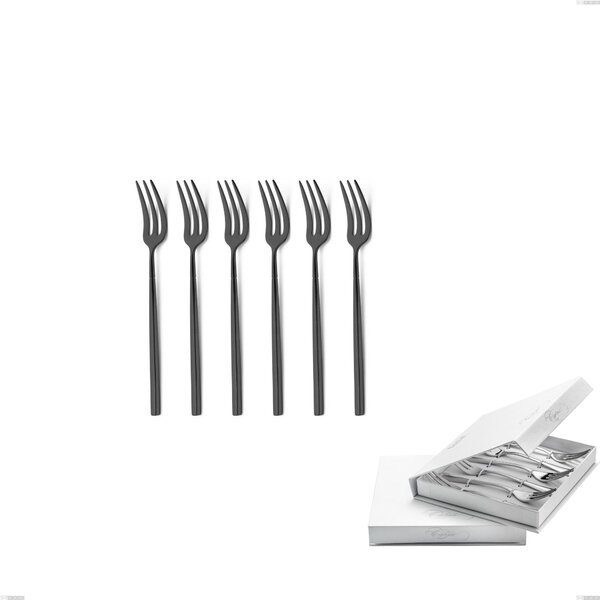 Confezione a libro 6 pezzi forchette dolce Kyoto Black, Acciaio inox (Aisi 304) trattamento pvd acciaio lucido