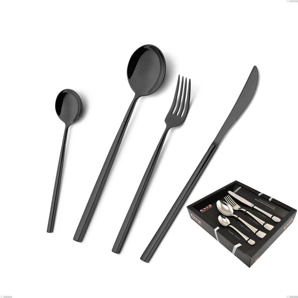 Confezione vetrina 24 pezzi Kyoto Black, Acciaio inox (Aisi 304) trattamento pvd acciaio lucido