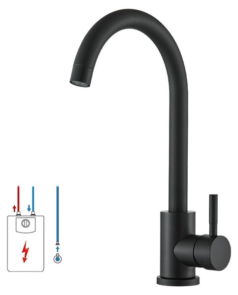 Rubinetto da cucina a bassa pressione, girevole a 360°, per lavello, finitura rame nero
