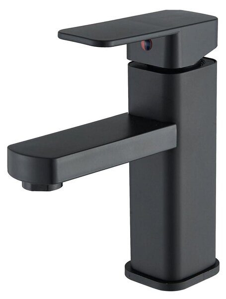 Miscelatore monocomando per lavabo, finitura nera, acciaio inossidabile, bocchetta di scarico da 90 mm