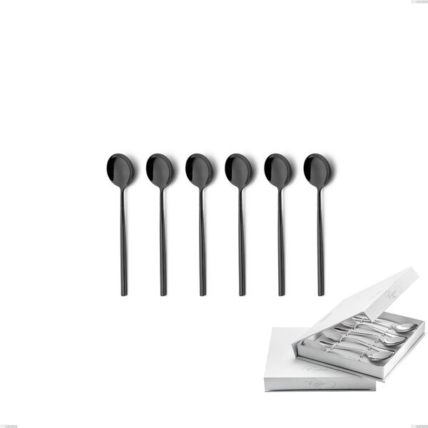 Confezione a libro 6 pezzi cucchiaini caff� Kyoto Black, Acciaio inox (Aisi 304) trattamento pvd acciaio lucido