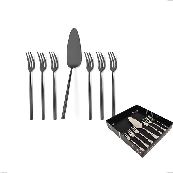 Confezione vetrina 7 pezzi dolce Kyoto Black, Acciaio inox (Aisi 304) trattamento pvd acciaio lucido
