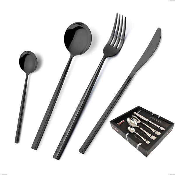 Confezione vetrina 24 pezzi Kyoto Origami Black, Acciaio inox (Aisi 304) trattamento pvd acciaio lucido