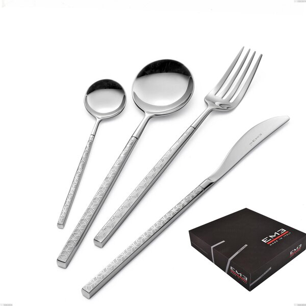 Set di posate 75 pezzi Kyoto Origami in confezione regalo, Acciaio inox (Aisi 304) inox lucido