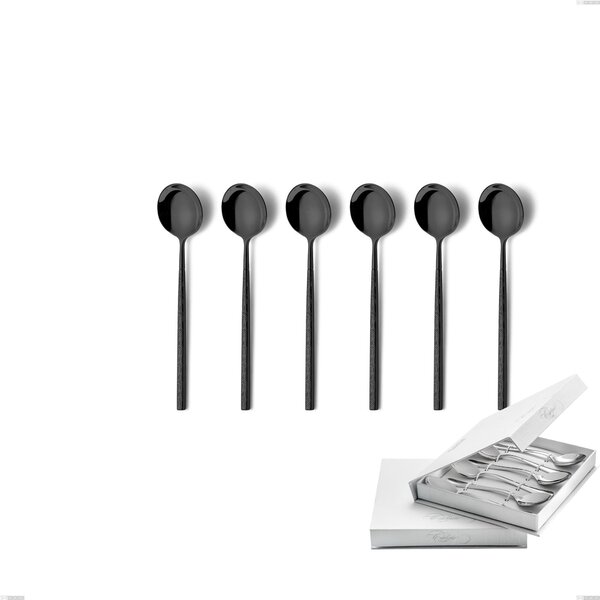Confezione a libro 6 pezzi cucchiaini caff� Kyoto Origami Black, Acciaio inox (Aisi 304) trattamento pvd acciaio lucido