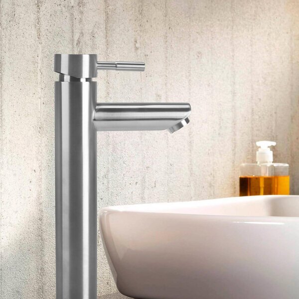 Miscelatore monocomando per lavabo, 230 mm, acciaio inossidabile spazzolato