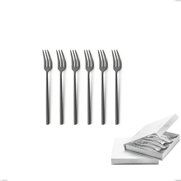 Confezione a libro 6 pezzi forchette dolce Kyoto Sabbiato Black, Acciaio inox (Aisi 304) inox sabbiato