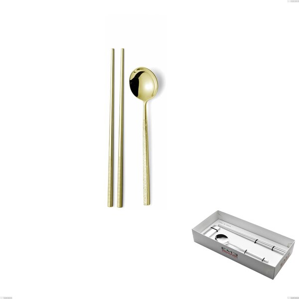 Set Sushi per 1 persona in confezione vetrina Kyoto Origami Tin Gold, Acciaio inox (Aisi 304) trattamento pvd acciaio lucido
