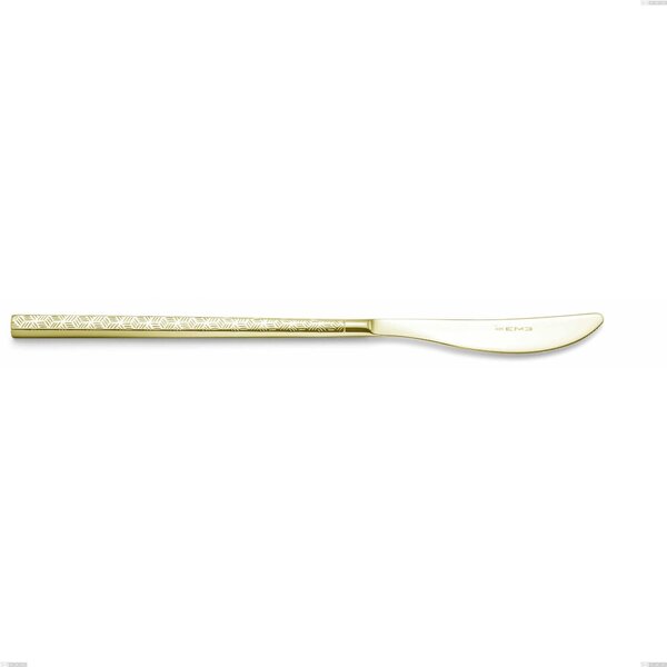 Coltello tavola Kyoto Origami Tin Gold, Acciaio inox (Aisi 304) trattamento pvd acciaio lucido, lunghezza 229 mm