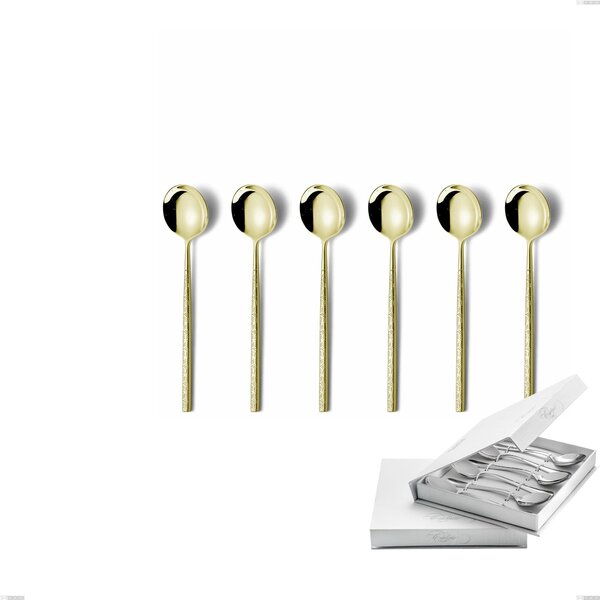 Confezione a libro 6 pezzi cucchiaini caff� Kyoto Origami Tin Gold, Acciaio inox (Aisi 304) trattamento pvd acciaio lucido