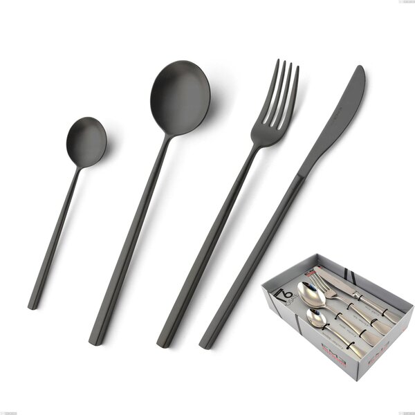 Confezione vetrina 16 pezzi Kyoto Sabbiato Black, Acciaio inox (Aisi 304) inox sabbiato